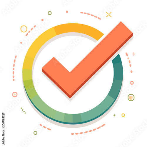 Colorful checkmark icon with progress circle