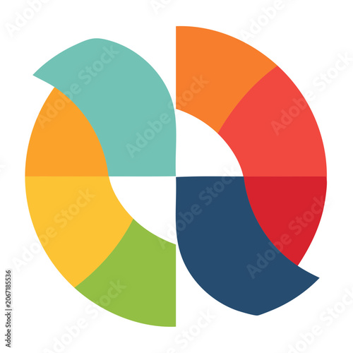Colorful circular segments icon with transparent background
