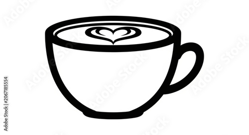 Cute Coffee Cup with Heart Latte Art