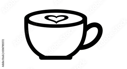 Cute Coffee Cup with Heart Latte Art Icon