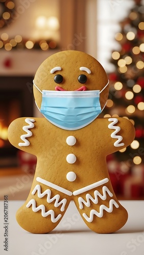 Cute yellow teddy bear with blue gift box.