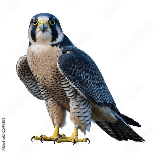 Fotografie peregrine falcon portrait detailed bird of prey on black background