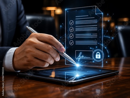 Digital contract signing with electronic signature and security lock