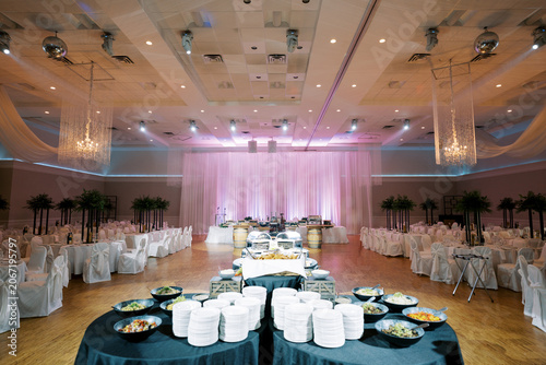 Quadro su tela Elegant wedding reception banquet hall with buffet setup