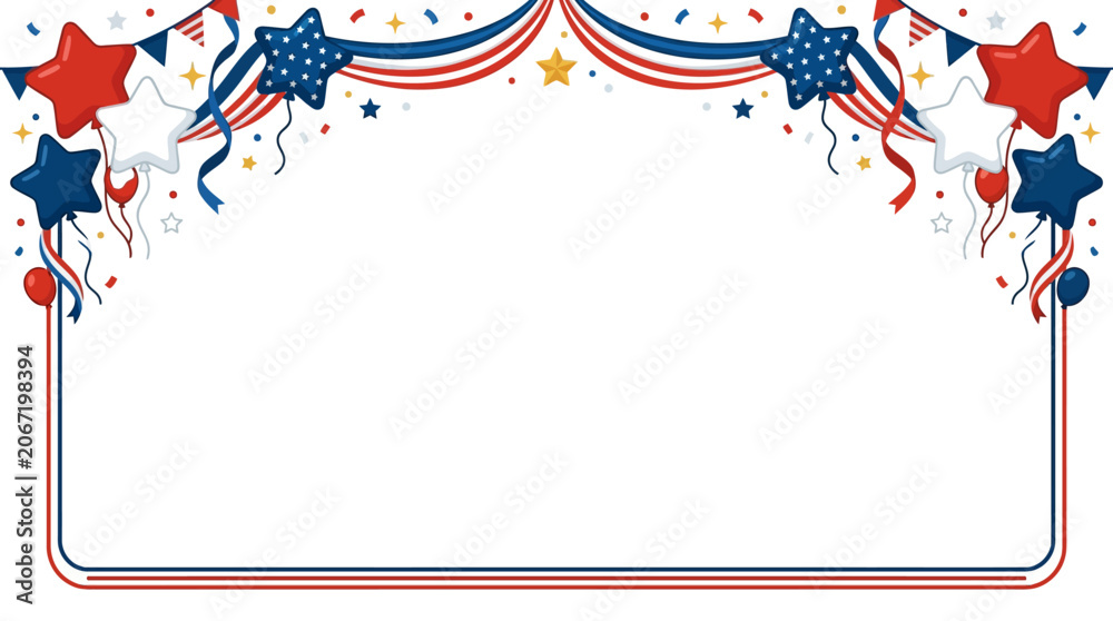 Obraz premium The American Independence Day Celebration Border.