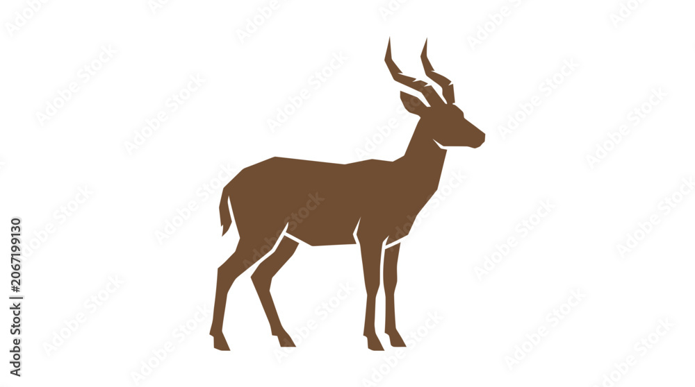 Fototapeta premium Brown Antelope Silhouette Standing - Wildlife Icon