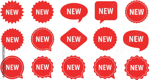 Editable icon set diverse 'new' badges labels for marketing sales and promotional designs