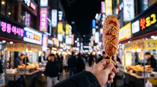Korean Street Food Corn Dog at Vibrant Night Market