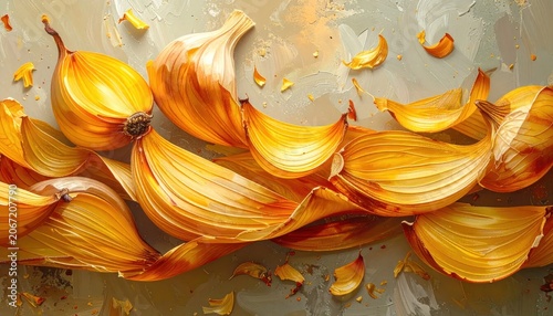 Onion petals on a surface closeup.