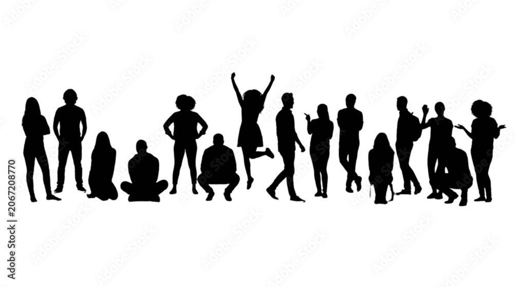 Obraz premium Diverse group of people celebrating together outdoors isolated on transparent background, Vector