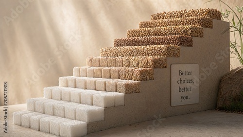 steps made of healthy snacks promoting better choices for a healthier lifestyle