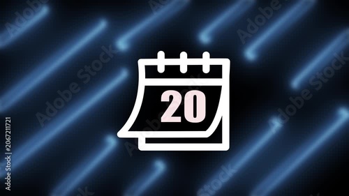 Minimalist black line calendar icon vector showing day 20 on a isolated white background for business schedule and deadline reminder template