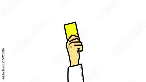 Referee Showing Yellow Card Animation for Soccer Football Warning and Fair Play