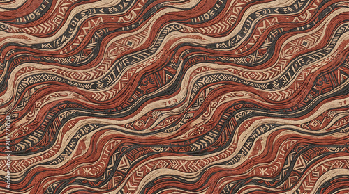Canyon River Contour Ethnic Textile Seamless Pattern
