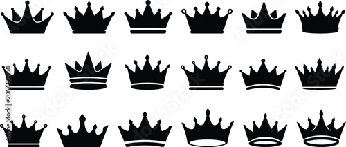 Foto Vector illustration silhouette of crowns royalty symbols and regal icons
