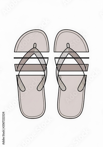Simple Illustration of Flip Flops with Straps and Soles.