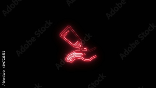 Fotografía Name: Neon outline of a hand holding a syringe with a glowing red light Generate