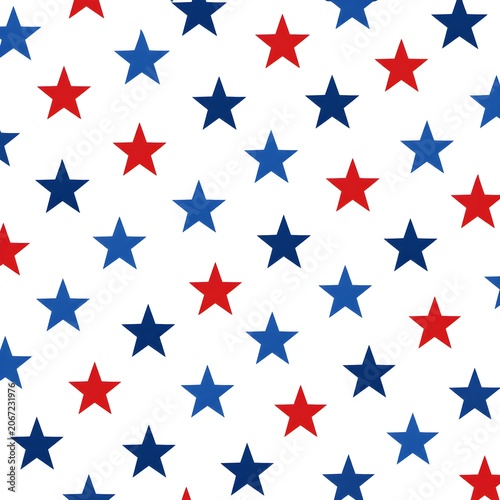 Patriotic Stars Seamless Pattern on White Background