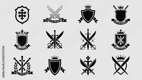 Slika na platnu Historical battle of the boyne shield and sword symbols set for military event emblem art
