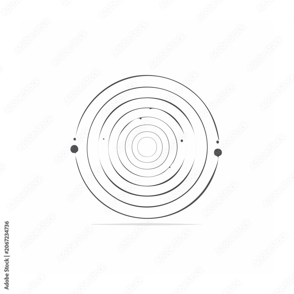 Fototapeta premium Minimalist black spiral with dots on white background
