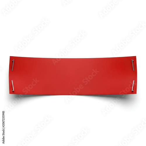 Bright red fabric panel with metal corner fasteners attached
