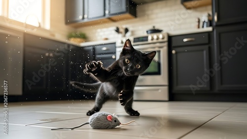 Young boy practicing skateboard tricks indoors.