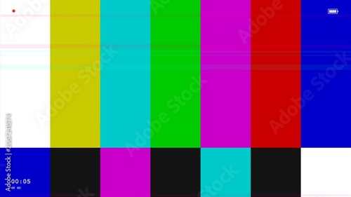 Colorful glitch effect video with color bars and distortion