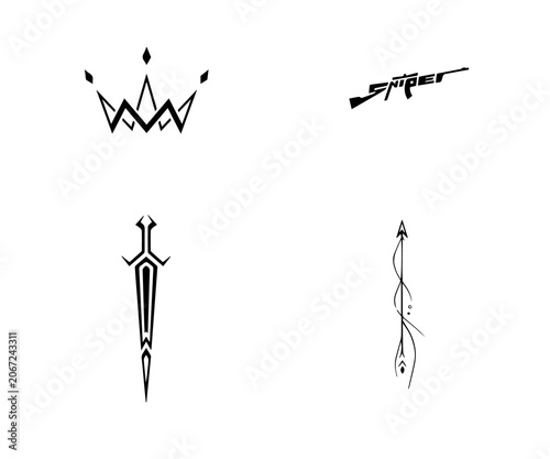 Hand Drawn Doodle Arrows and Swirls on White Background Minimalist Line Art