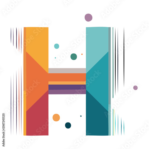 Colorful Geometric Letter H Illustration