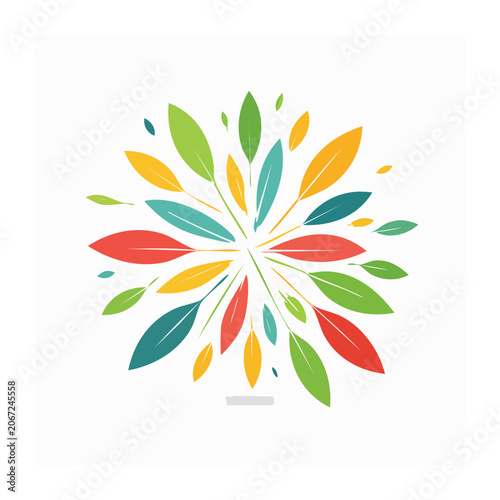 Colorful Radiating Leaves Burst Illustration