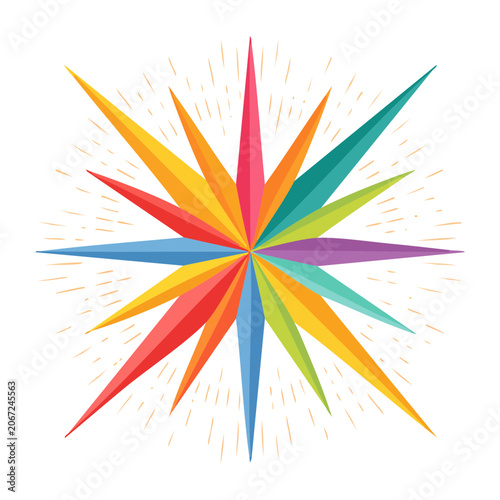 Colorful radial starburst illustration on white