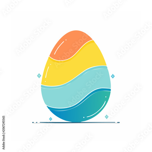 Colorful striped Easter egg illustration