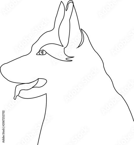 Black outline of a dog head with tongue out animal