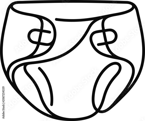 Minimalist line art illustration of a baby diaper icon.