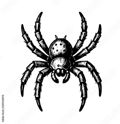black halloween spider isolated on white background