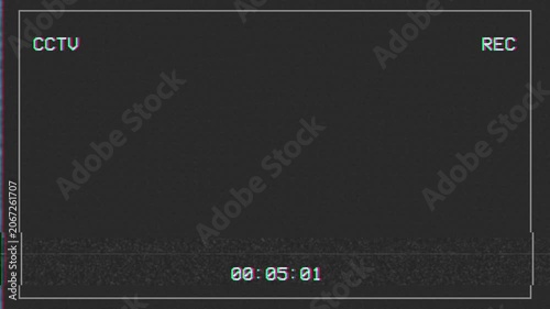 Security camera recording interface with digital timecode and noise