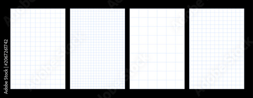 Blueprint grid paper template collection with engineering graph backgrounds and technical layout sheets for education, drafting and stationery design vector illustration
