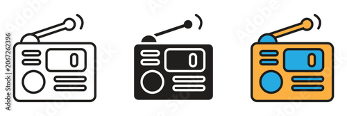 Fotografia Classic Portable Radio Receiver Icon Set
