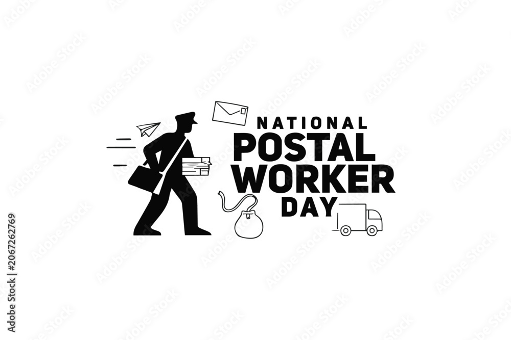 Naklejka premium NATIONAL POSTAL WORKER DAY vector illustration isolated on white background