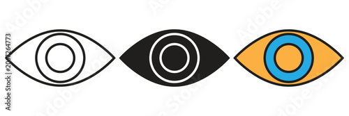 Tableau sur toile Visual Vision and Public Monitoring Vector Icon Set