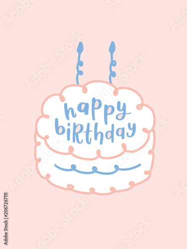 doodle happy birthday card kids style tart cake decoration