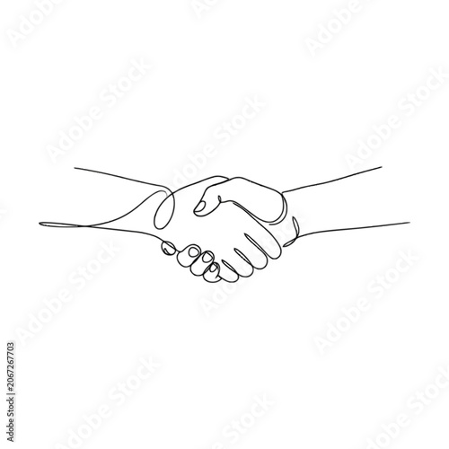 Handshake line art illustration isolated on transparent background, Vector
