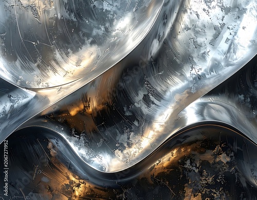 Abstract metallic waves with warm glow