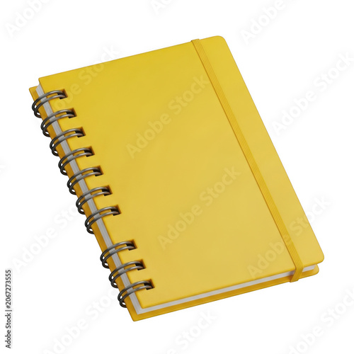 Yellow spiral notebook with a blank cover isolated on a white background