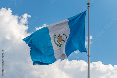 Guatemalan flag in Antigua, Guatemala.