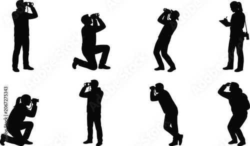Canvastavla Wildlife Observer and Nature Photographer Silhouette Collection with Binoculars