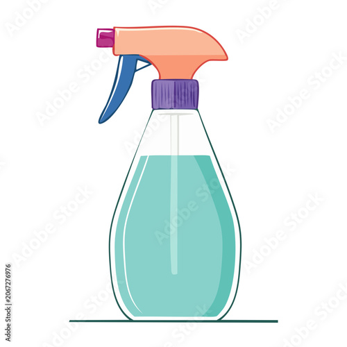 Flat design spray bottle with liquid
