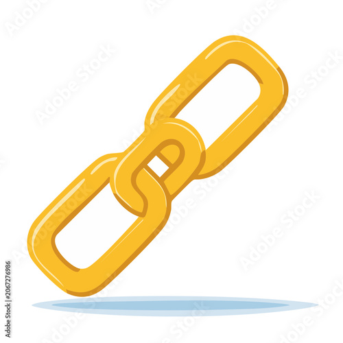 Golden Chain Link Icon on Transparent Background