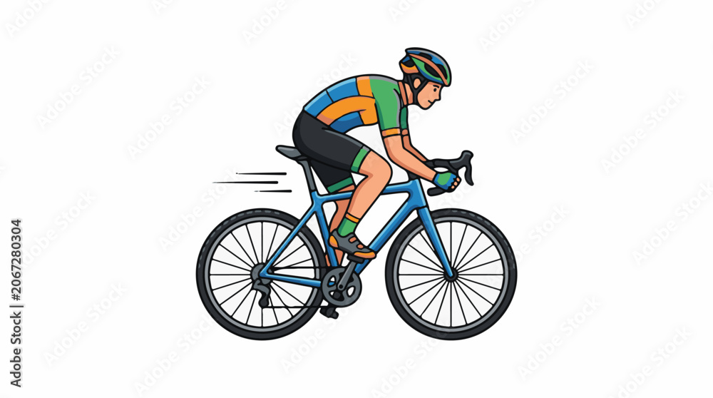 Fototapeta premium A colorful illustration of a cyclist riding a bike