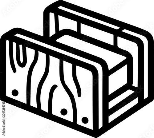 Принти на полотні Wooden bookend with wood grain texture, simple isometric illustration